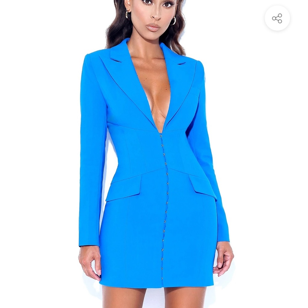 Miss circle Bright blue blazer dress